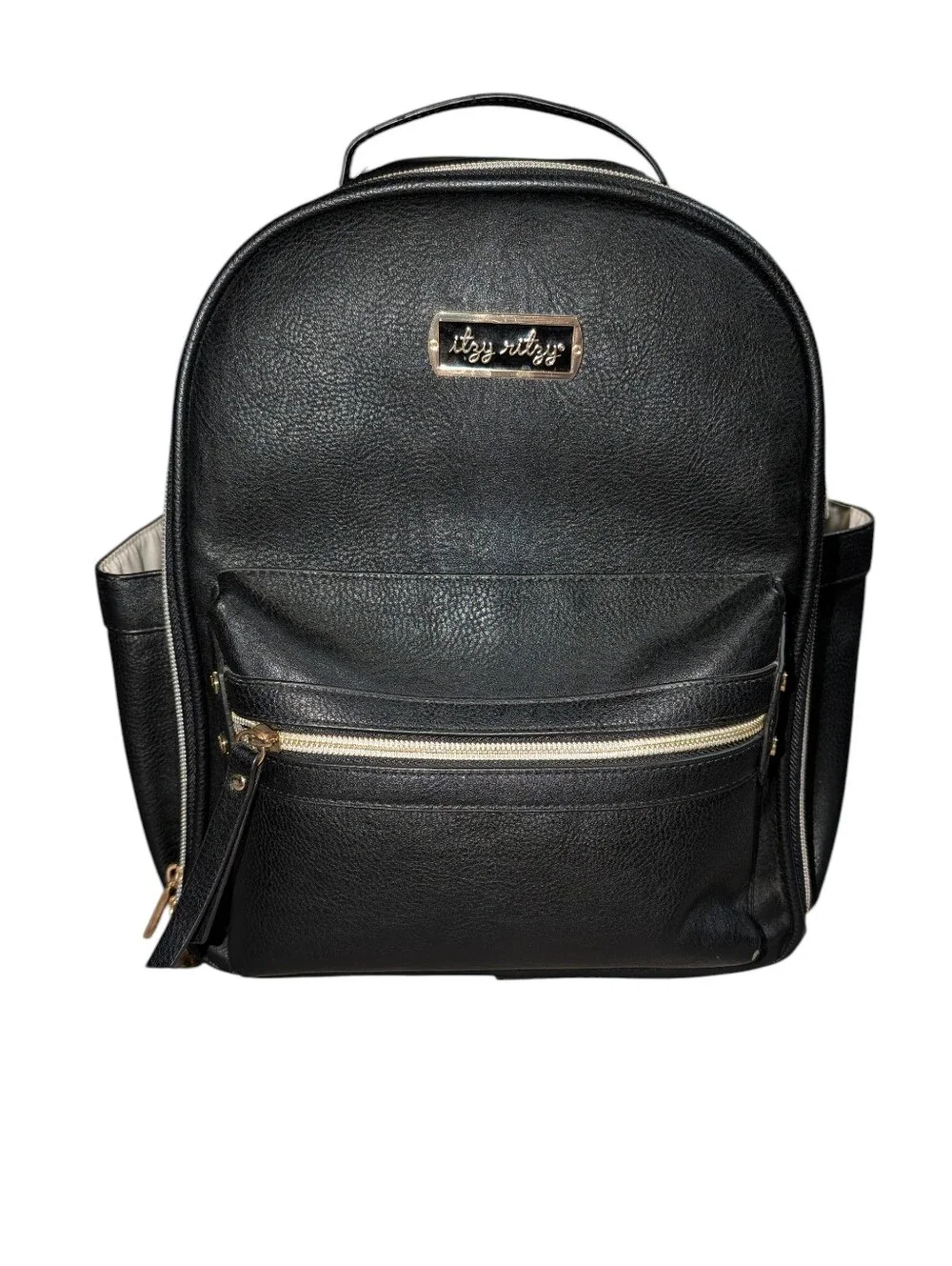 Itzy Ritzy Mini Diaper Bag Backpack Black And Gold Hardware